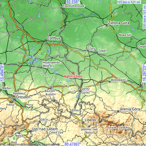 Topographic map of Hähnichen