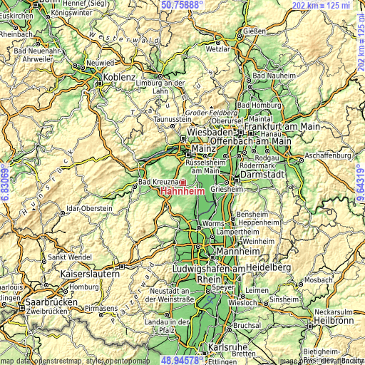 Topographic map of Hahnheim