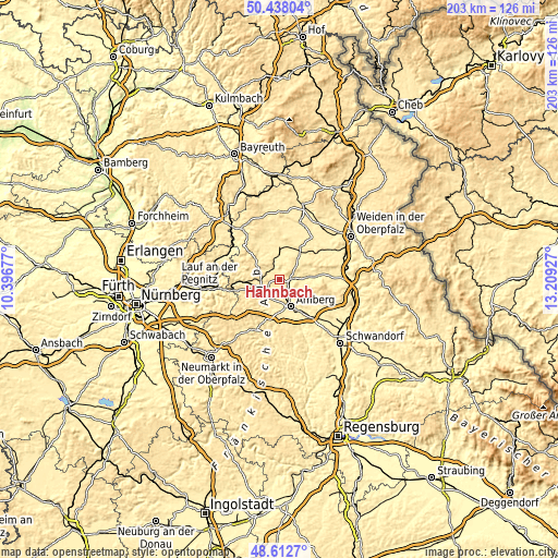 Topographic map of Hahnbach