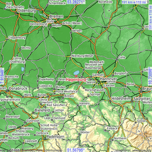 Topographic map of Hagenburg