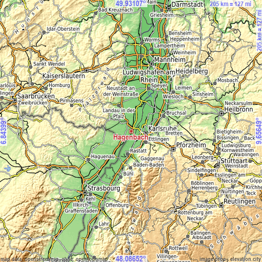 Topographic map of Hagenbach