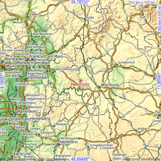 Topographic map of Hafenlohr