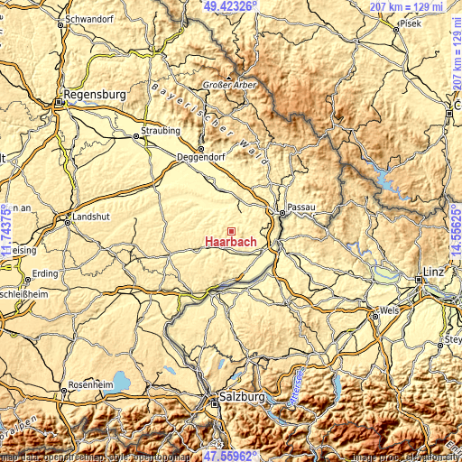 Topographic map of Haarbach