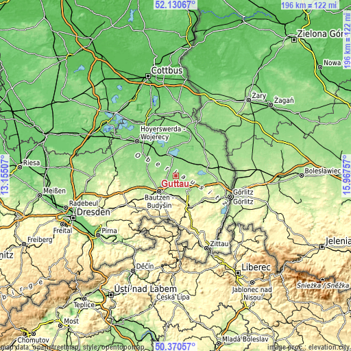 Topographic map of Guttau