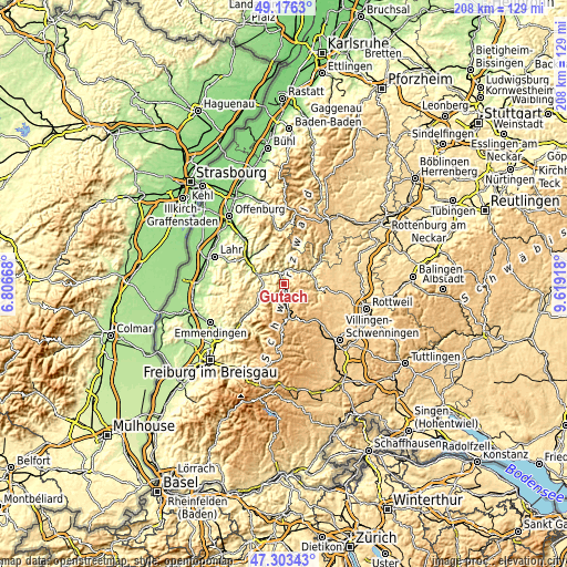 Topographic map of Gutach