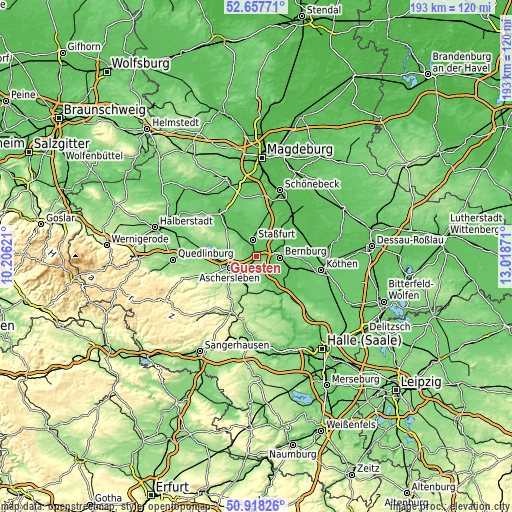 Topographic map of Güsten