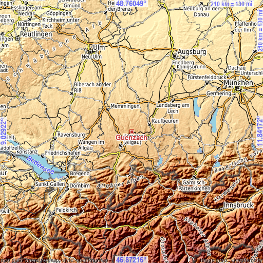 Topographic map of Günzach