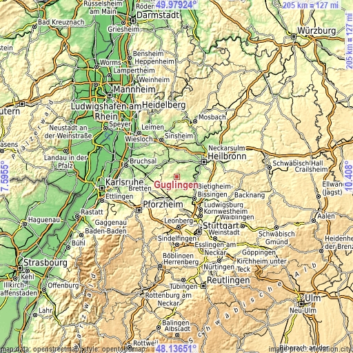 Topographic map of Güglingen