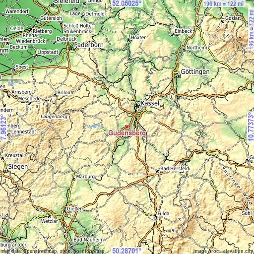 Topographic map of Gudensberg