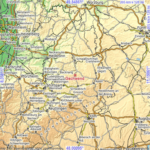 Topographic map of Gschwend