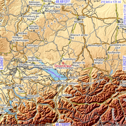 Topographic map of Grünkraut