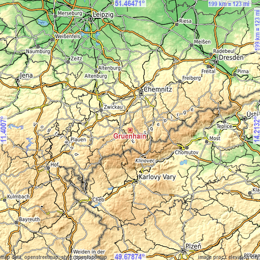 Topographic map of Grünhain