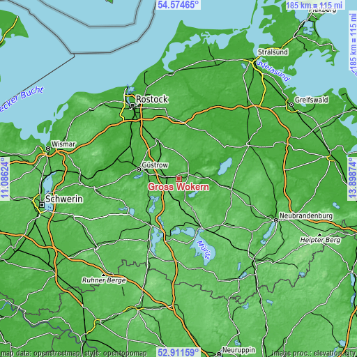 Topographic map of Groß Wokern