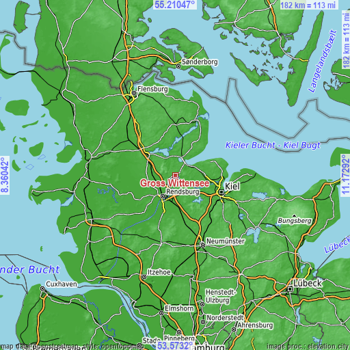 Topographic map of Groß Wittensee