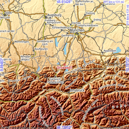 Topographic map of Großweil