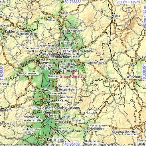Topographic map of Groß-Umstadt