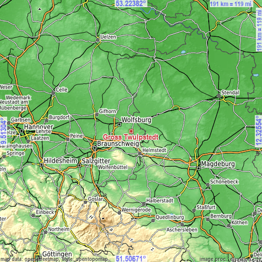 Topographic map of Groß Twülpstedt