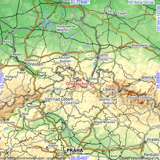 Topographic map of Großschönau