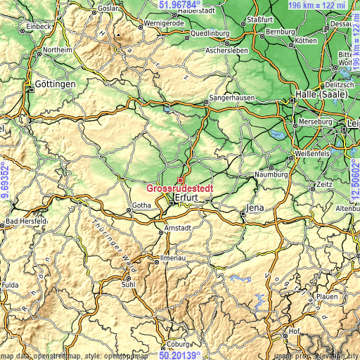 Topographic map of Großrudestedt