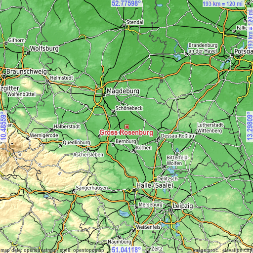 Topographic map of Groß Rosenburg