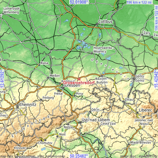 Topographic map of Großröhrsdorf