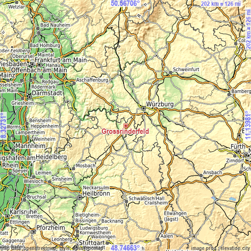 Topographic map of Großrinderfeld