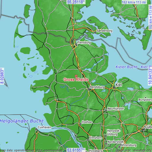 Topographic map of Groß Rheide