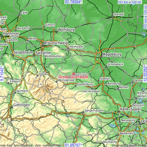 Topographic map of Groß Quenstedt