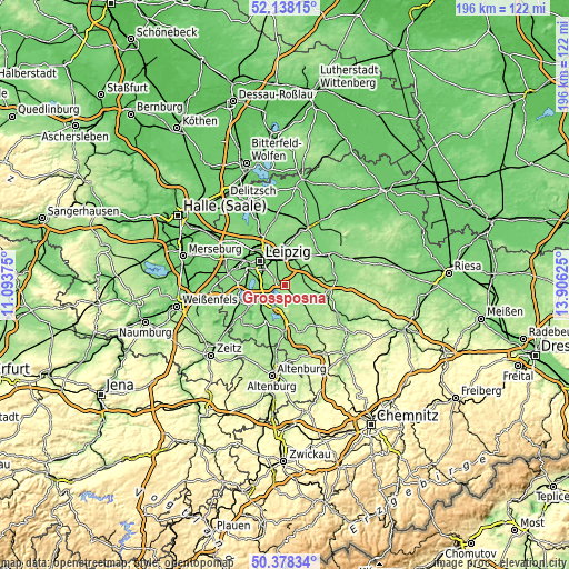 Topographic map of Großpösna