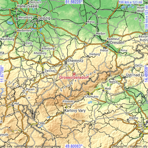 Topographic map of Großolbersdorf