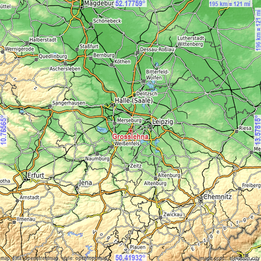 Topographic map of Großlehna