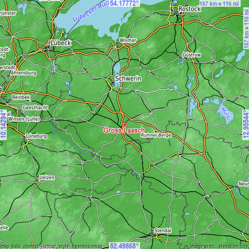 Topographic map of Groß Laasch