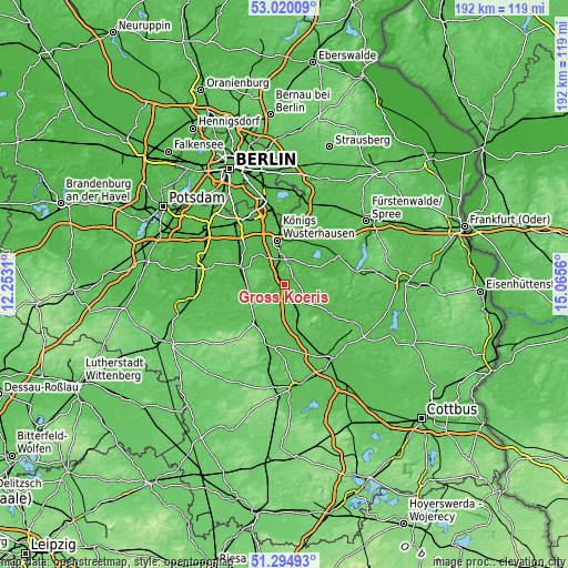 Topographic map of Groß Köris