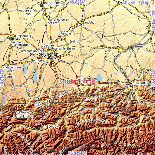 Topographic map of Großkarolinenfeld