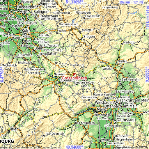 Topographic map of Großholbach