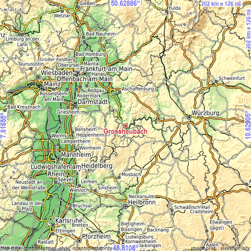 Topographic map of Großheubach