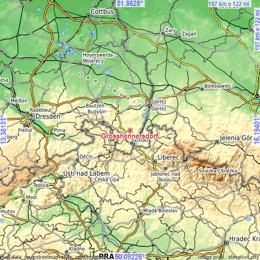 Topographic map of Großhennersdorf