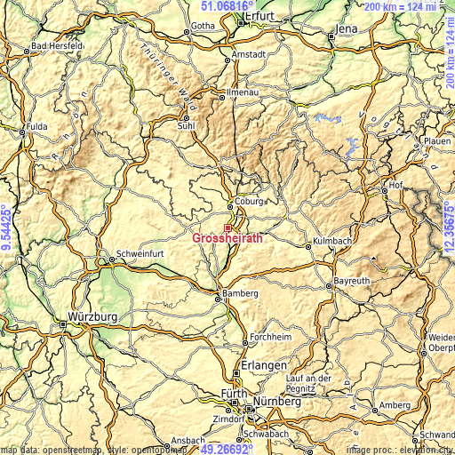 Topographic map of Großheirath