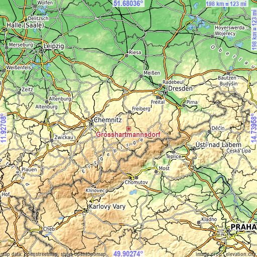 Topographic map of Großhartmannsdorf