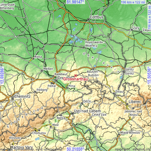 Topographic map of Großharthau