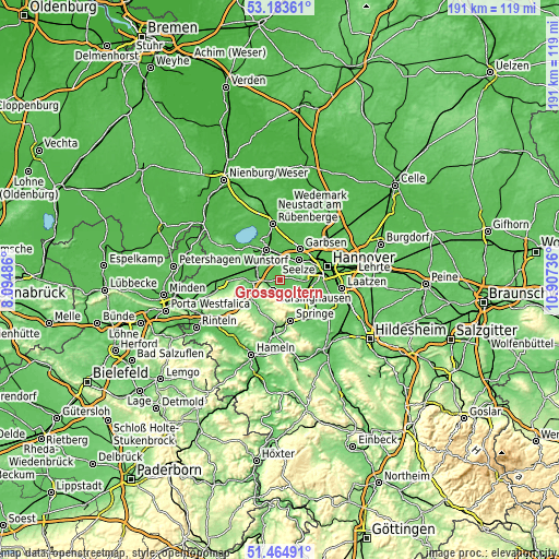 Topographic map of Großgoltern