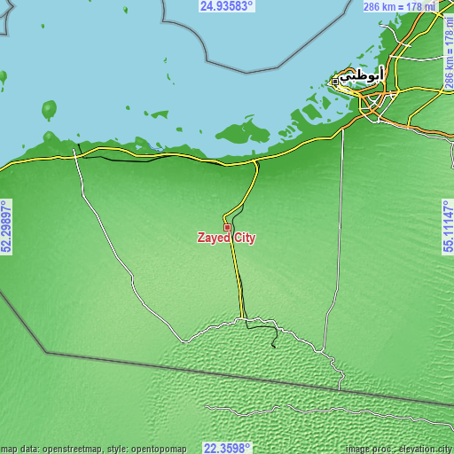 Topographic map of Zayed City