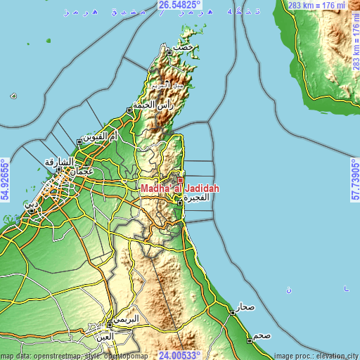 Topographic map of Madḩā’ al Jadīdah