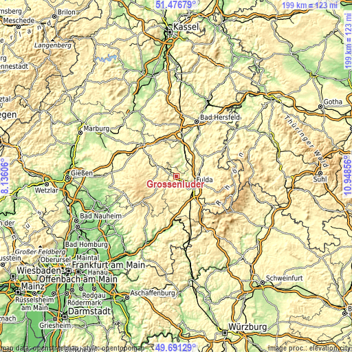 Topographic map of Großenlüder