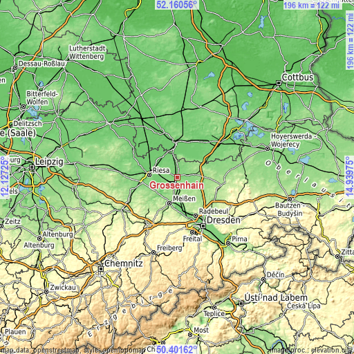 Topographic map of Großenhain