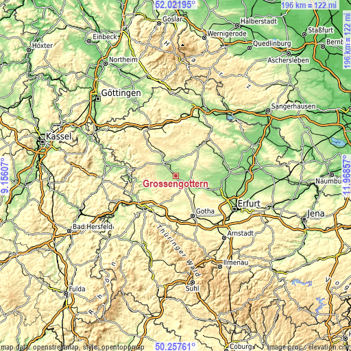 Topographic map of Großengottern