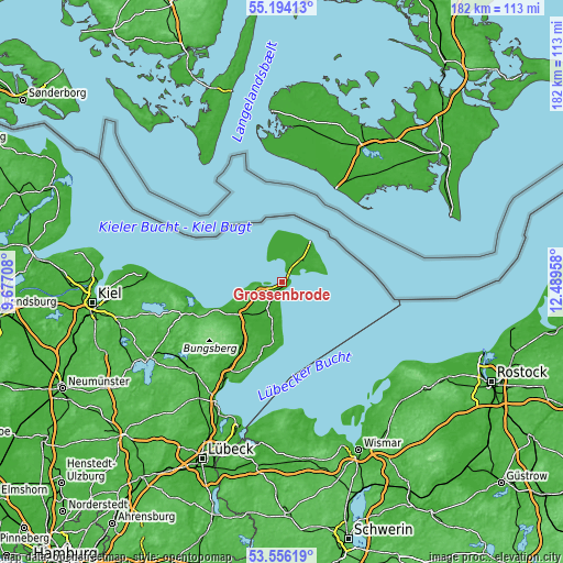 Topographic map of Grossenbrode