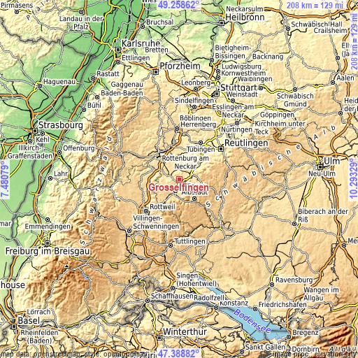 Topographic map of Grosselfingen