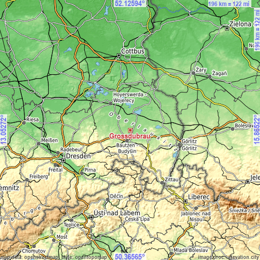 Topographic map of Großdubrau