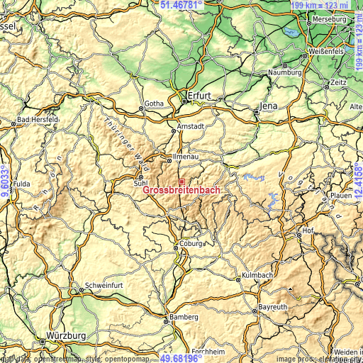 Topographic map of Großbreitenbach